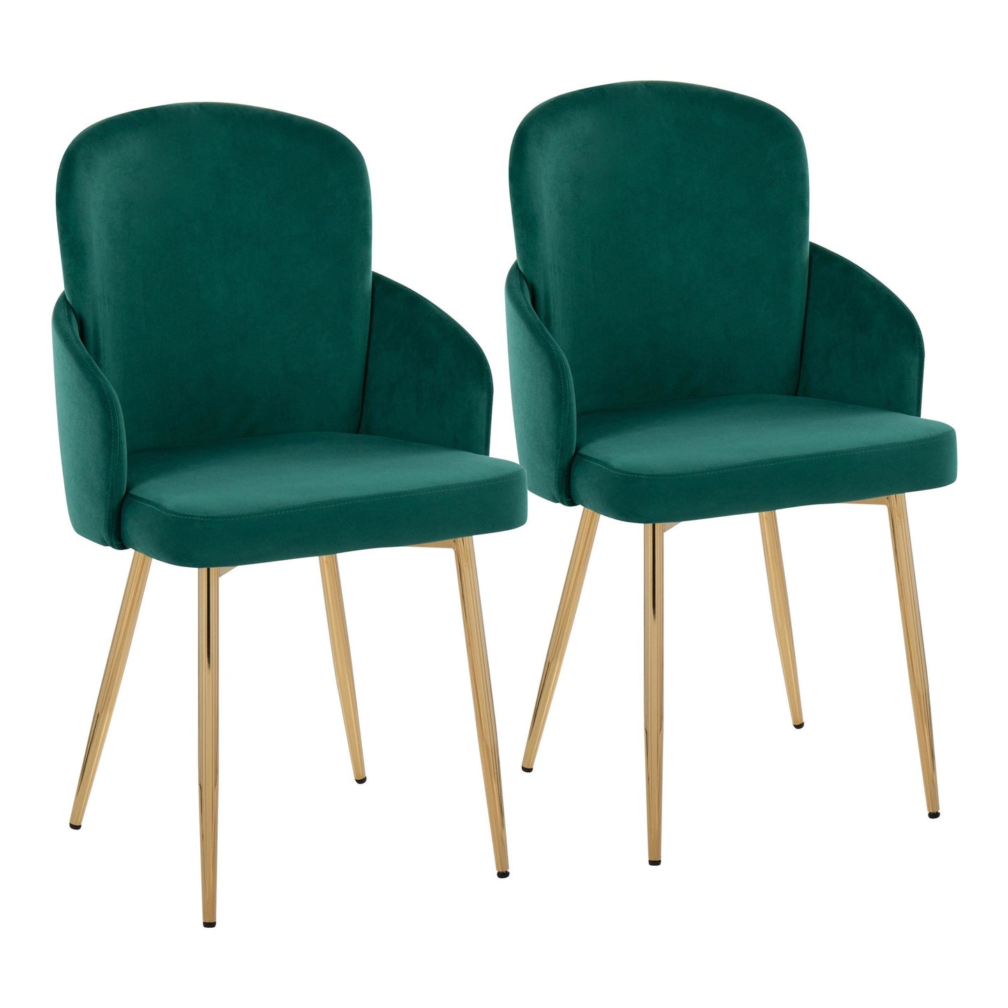 Dahlia Contemporary Dining Chair in Gold Metal and Black Faux Leather with Chrome Accent   - Set of 2