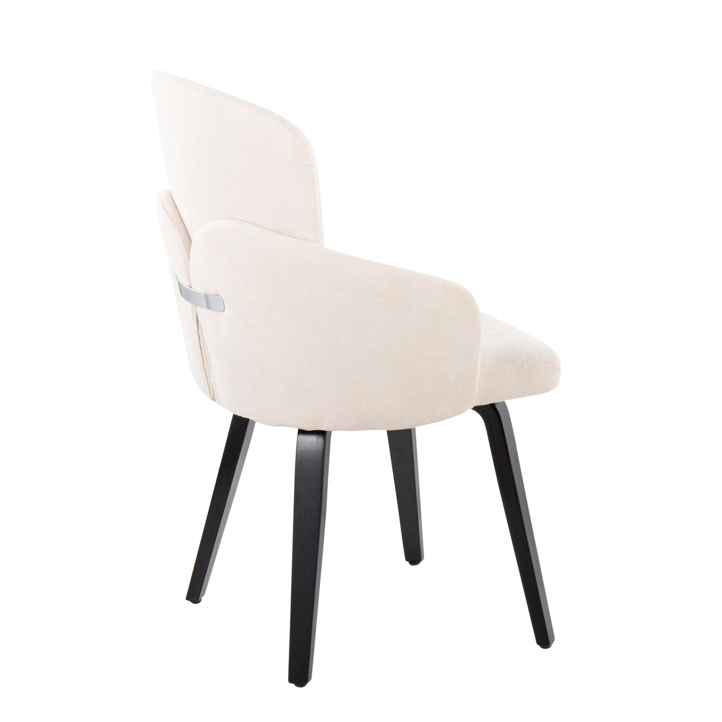 Dahlia Contemporary Dining Chair in Gold Metal and Black Faux Leather with Chrome Accent   - Set of 2