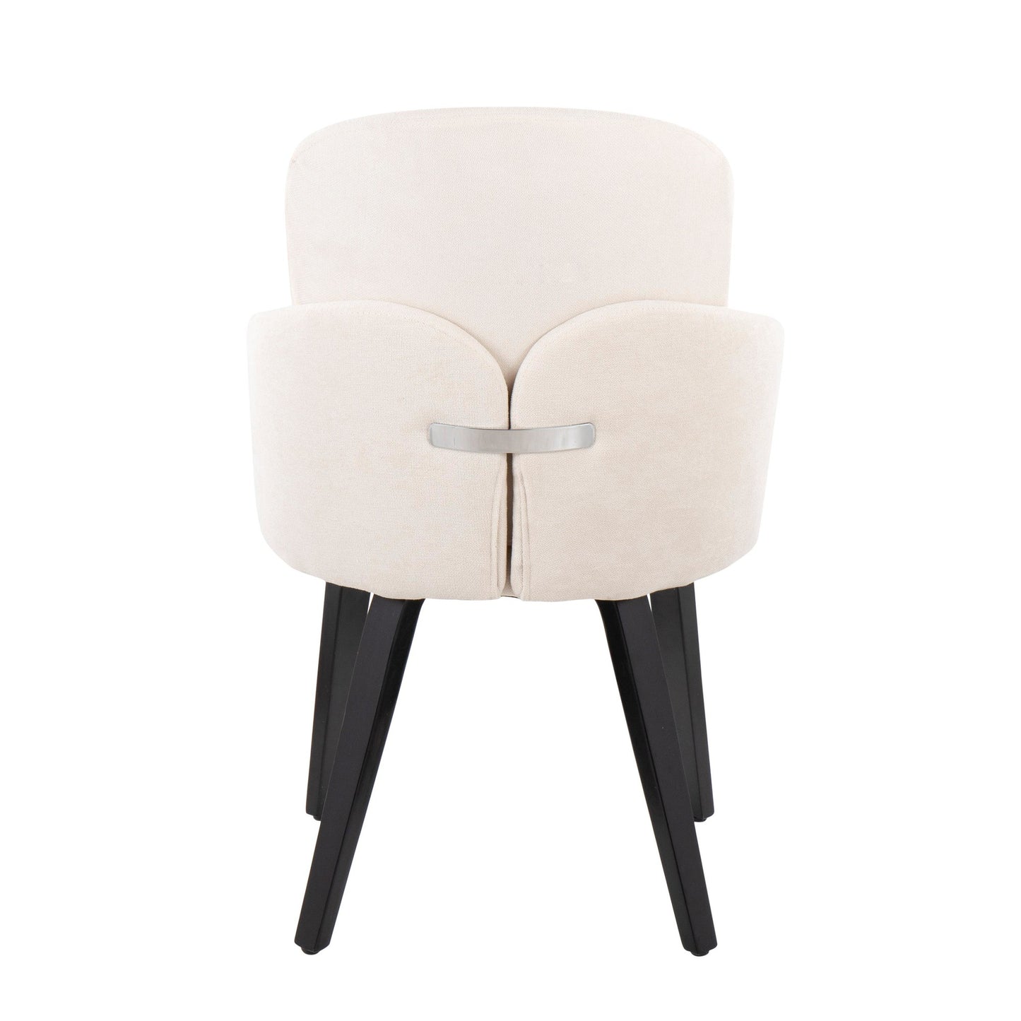 Dahlia Contemporary Dining Chair in Gold Metal and Black Faux Leather with Chrome Accent   - Set of 2