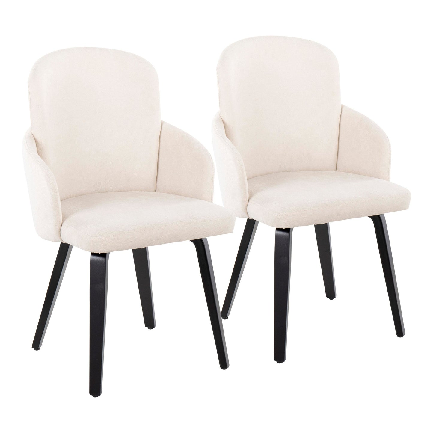 Dahlia Contemporary Dining Chair in Gold Metal and Black Faux Leather with Chrome Accent   - Set of 2