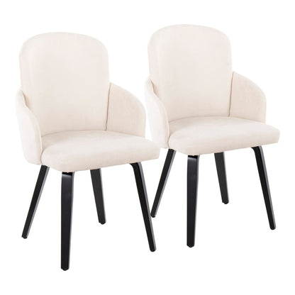 Dahlia Contemporary Dining Chair in Gold Metal and Black Faux Leather with Chrome Accent   - Set of 2
