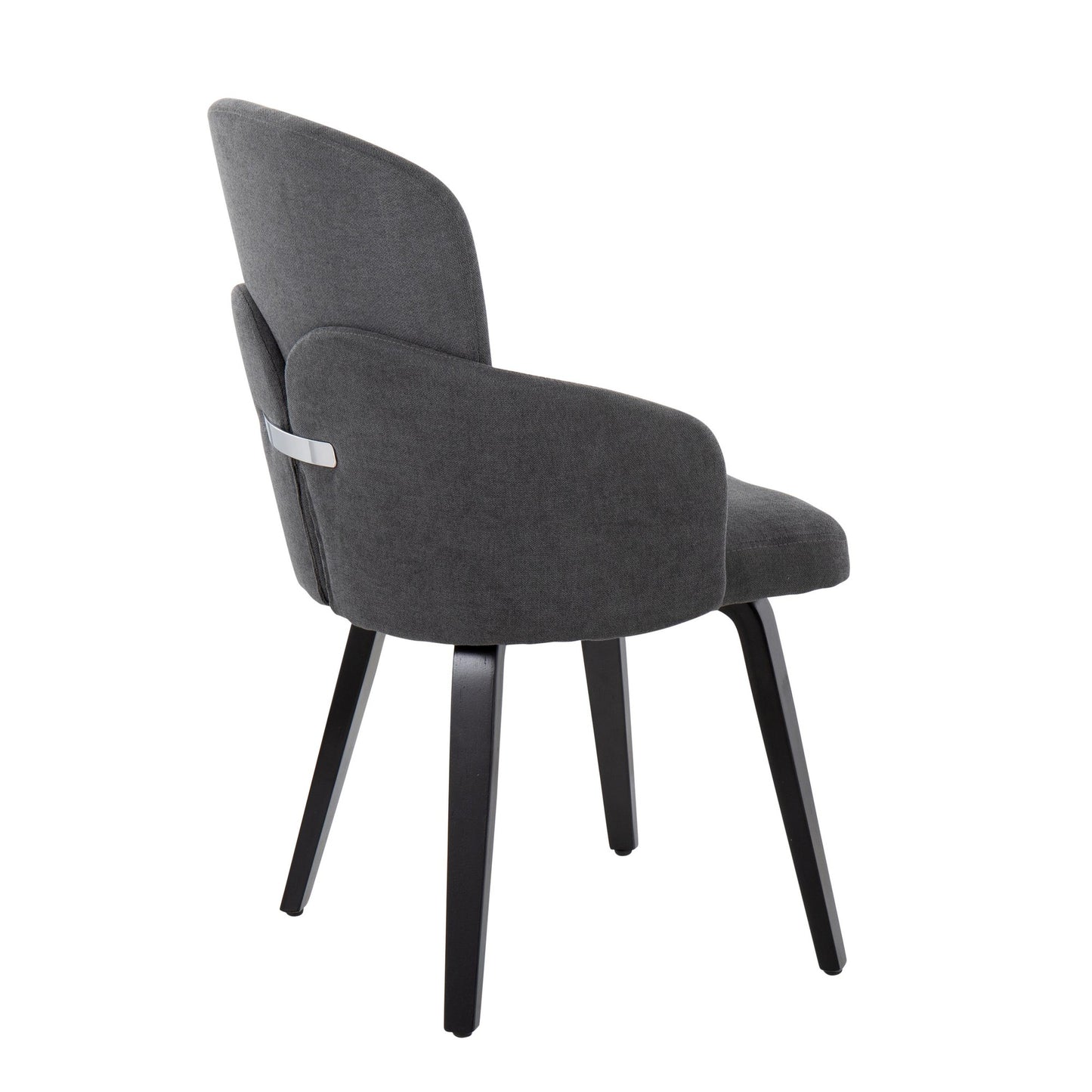 Dahlia Contemporary Dining Chair in Gold Metal and Black Faux Leather with Chrome Accent   - Set of 2