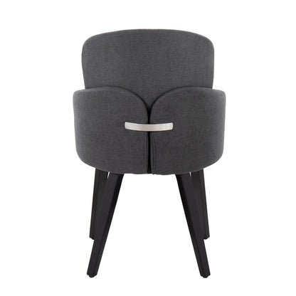 Dahlia Contemporary Dining Chair in Gold Metal and Black Faux Leather with Chrome Accent   - Set of 2
