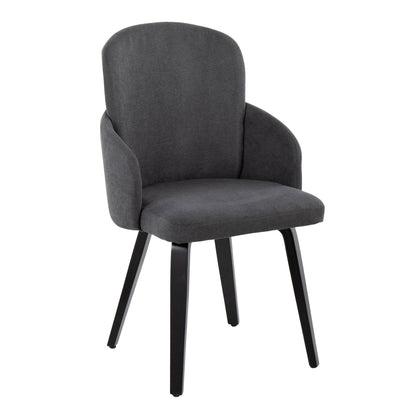 Dahlia Contemporary Dining Chair in Gold Metal and Black Faux Leather with Chrome Accent   - Set of 2