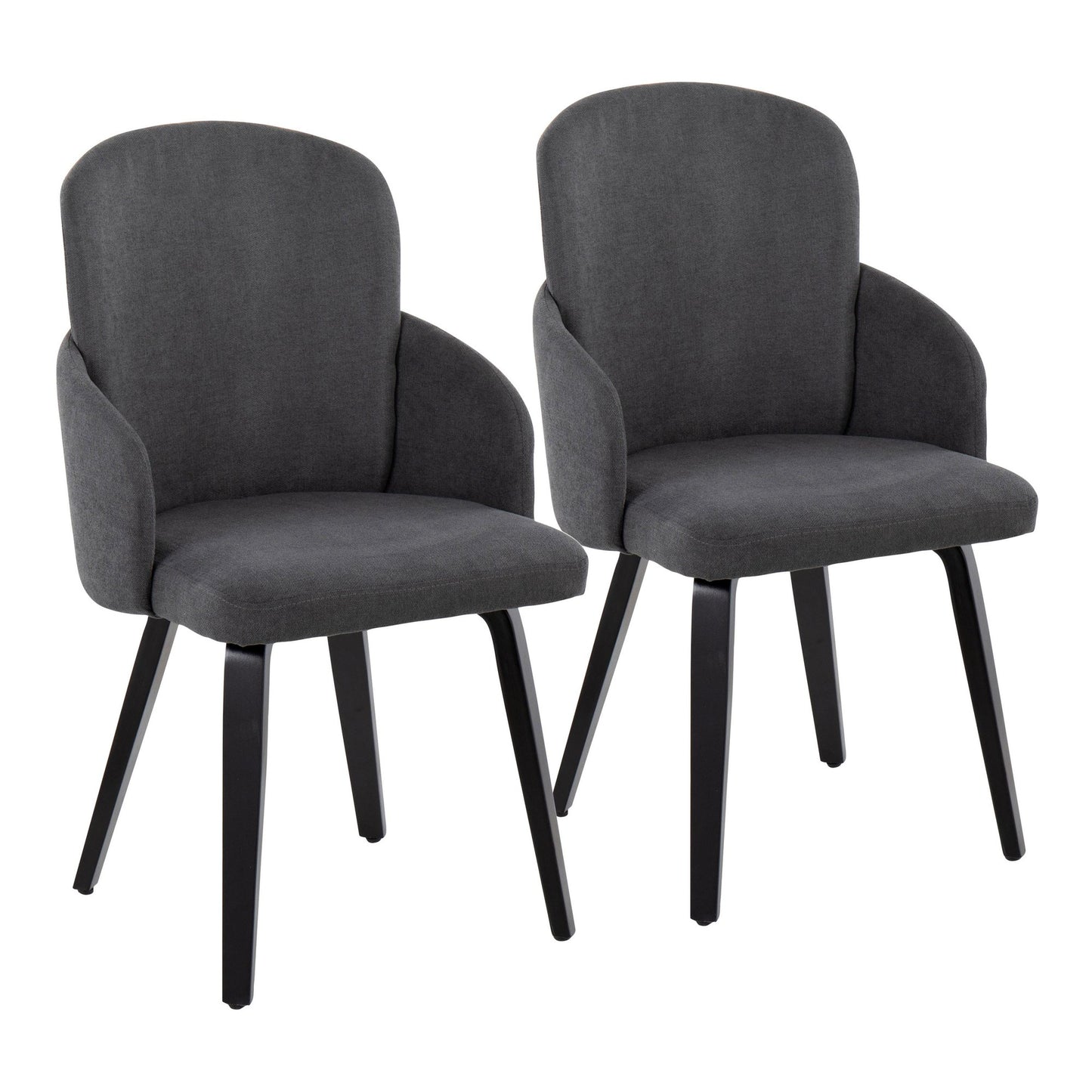 Dahlia Contemporary Dining Chair in Gold Metal and Black Faux Leather with Chrome Accent   - Set of 2