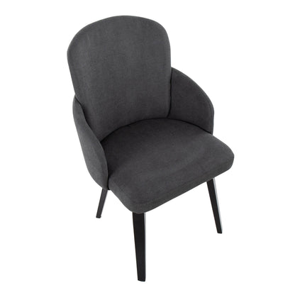 Dahlia Contemporary Dining Chair in Gold Metal and Black Faux Leather with Chrome Accent   - Set of 2