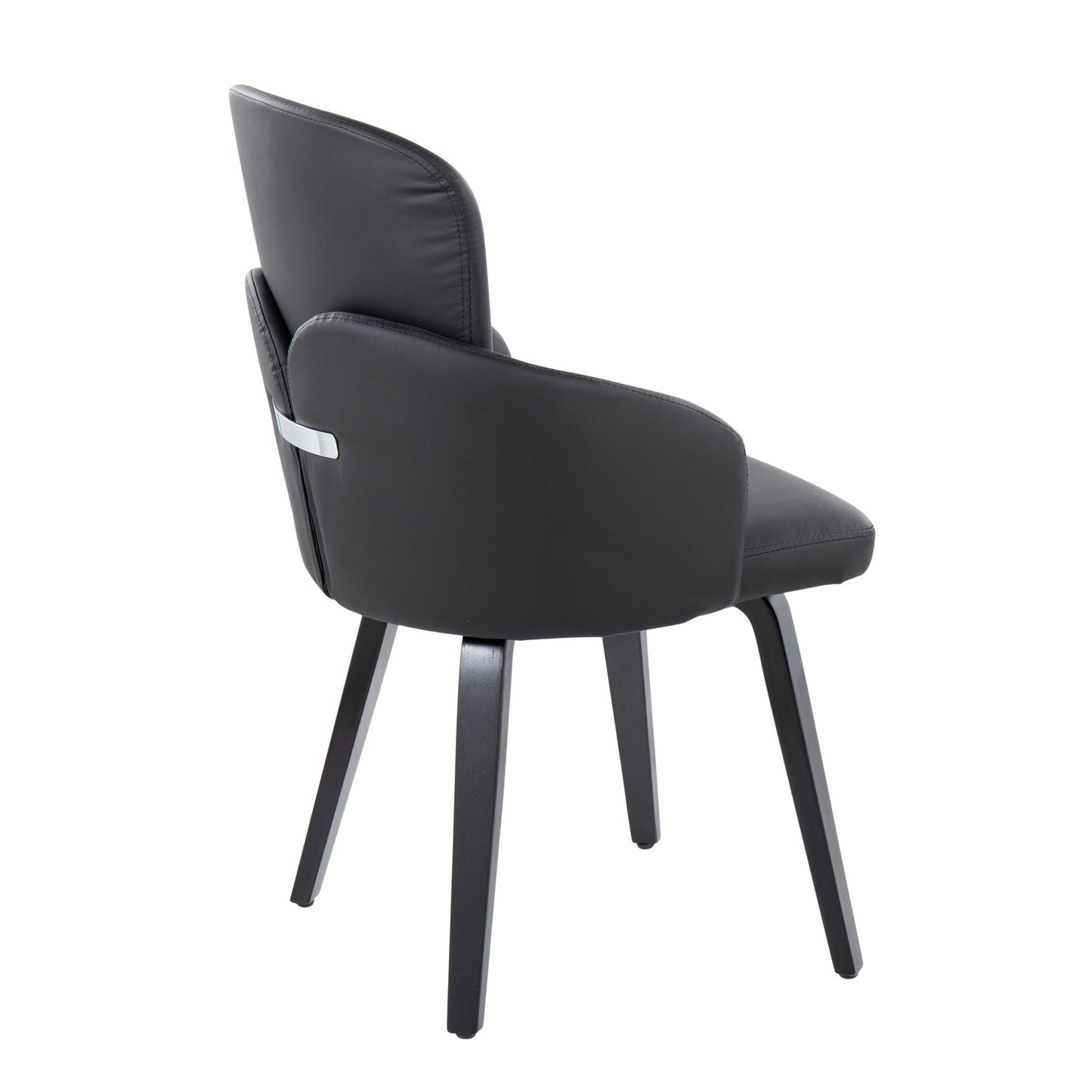 Dahlia Contemporary Dining Chair in Gold Metal and Black Faux Leather with Chrome Accent   - Set of 2
