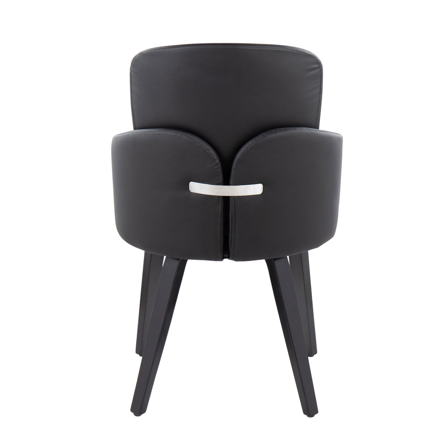 Dahlia Contemporary Dining Chair in Gold Metal and Black Faux Leather with Chrome Accent   - Set of 2