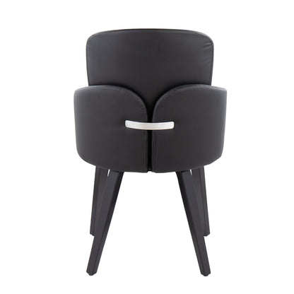 Dahlia Contemporary Dining Chair in Gold Metal and Black Faux Leather with Chrome Accent   - Set of 2