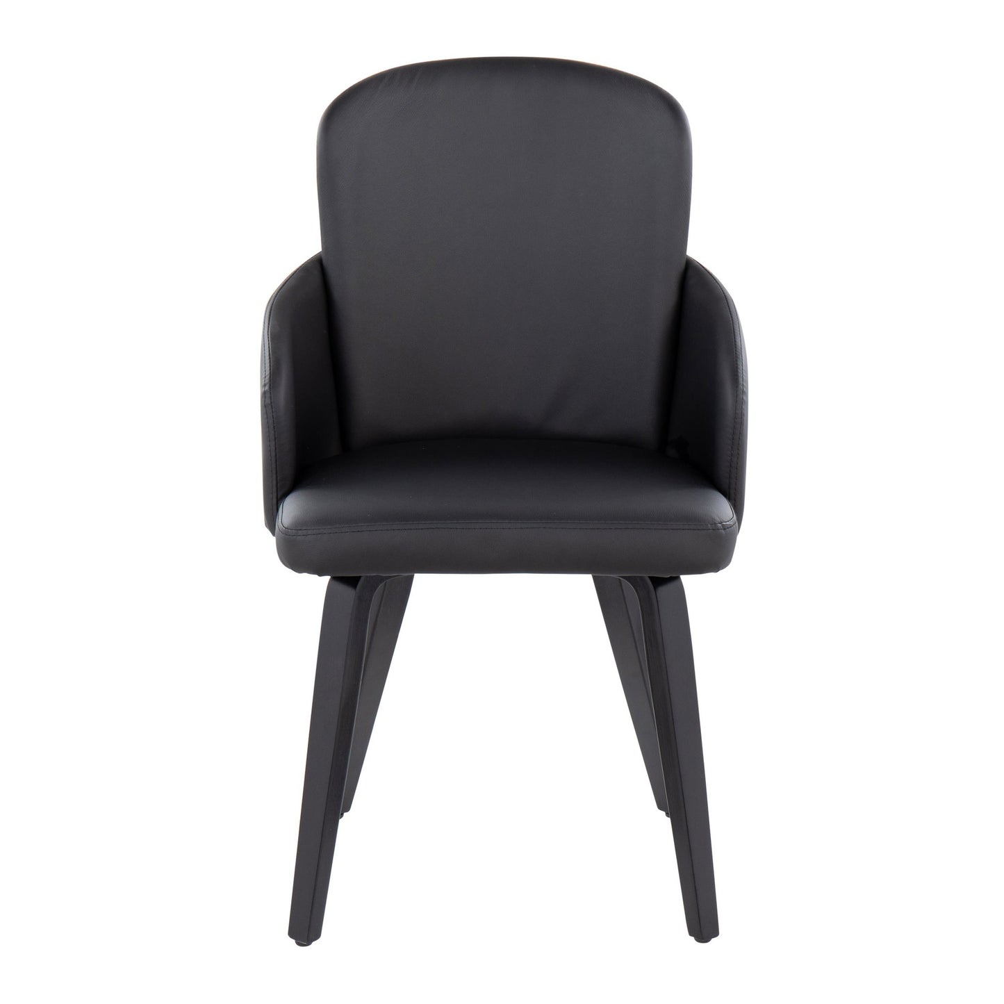 Dahlia Contemporary Dining Chair in Gold Metal and Black Faux Leather with Chrome Accent   - Set of 2