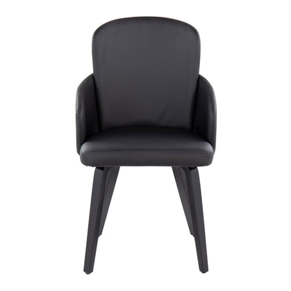 Dahlia Contemporary Dining Chair in Gold Metal and Black Faux Leather with Chrome Accent   - Set of 2