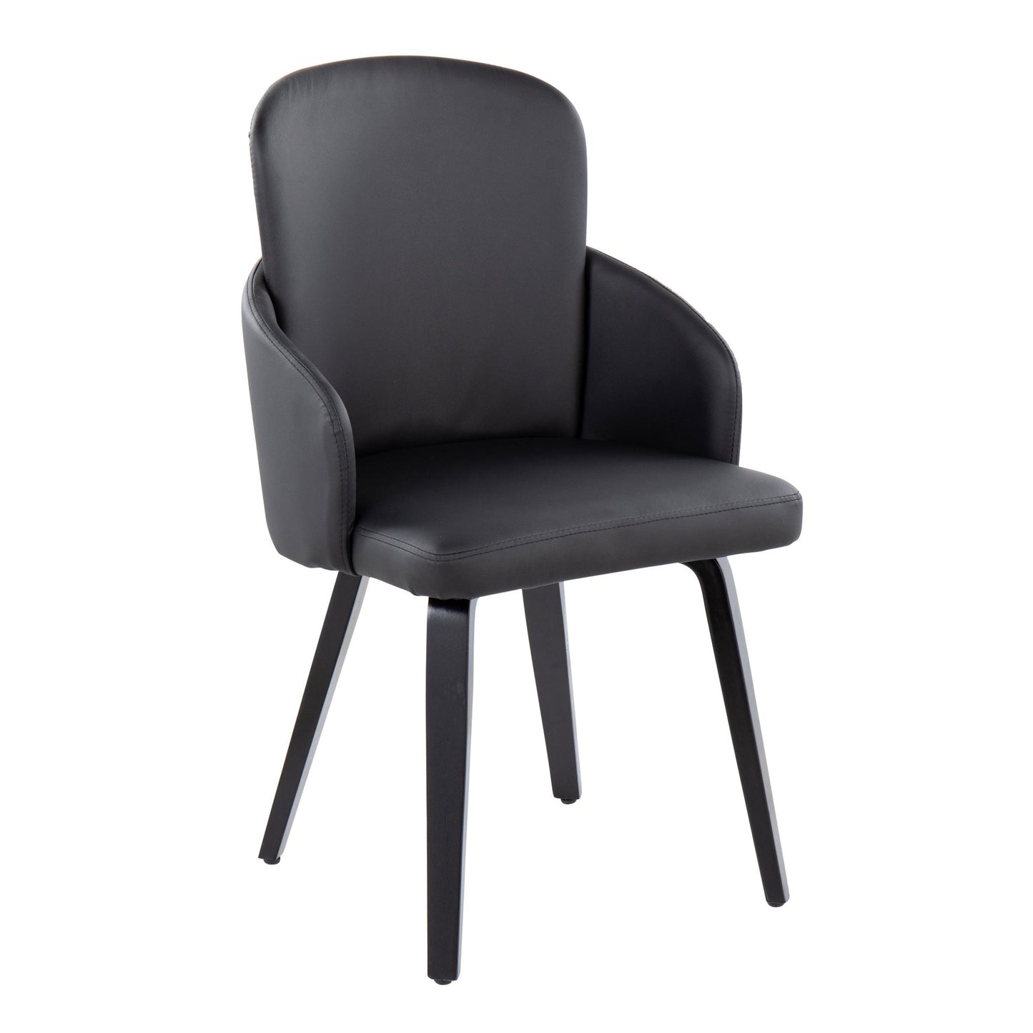 Dahlia Contemporary Dining Chair in Gold Metal and Black Faux Leather with Chrome Accent   - Set of 2