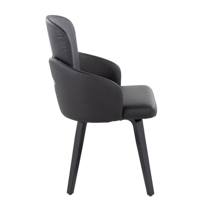 Dahlia Contemporary Dining Chair in Gold Metal and Black Faux Leather with Chrome Accent   - Set of 2