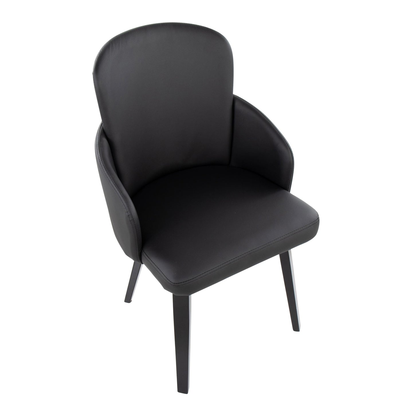 Dahlia Contemporary Dining Chair in Gold Metal and Black Faux Leather with Chrome Accent   - Set of 2