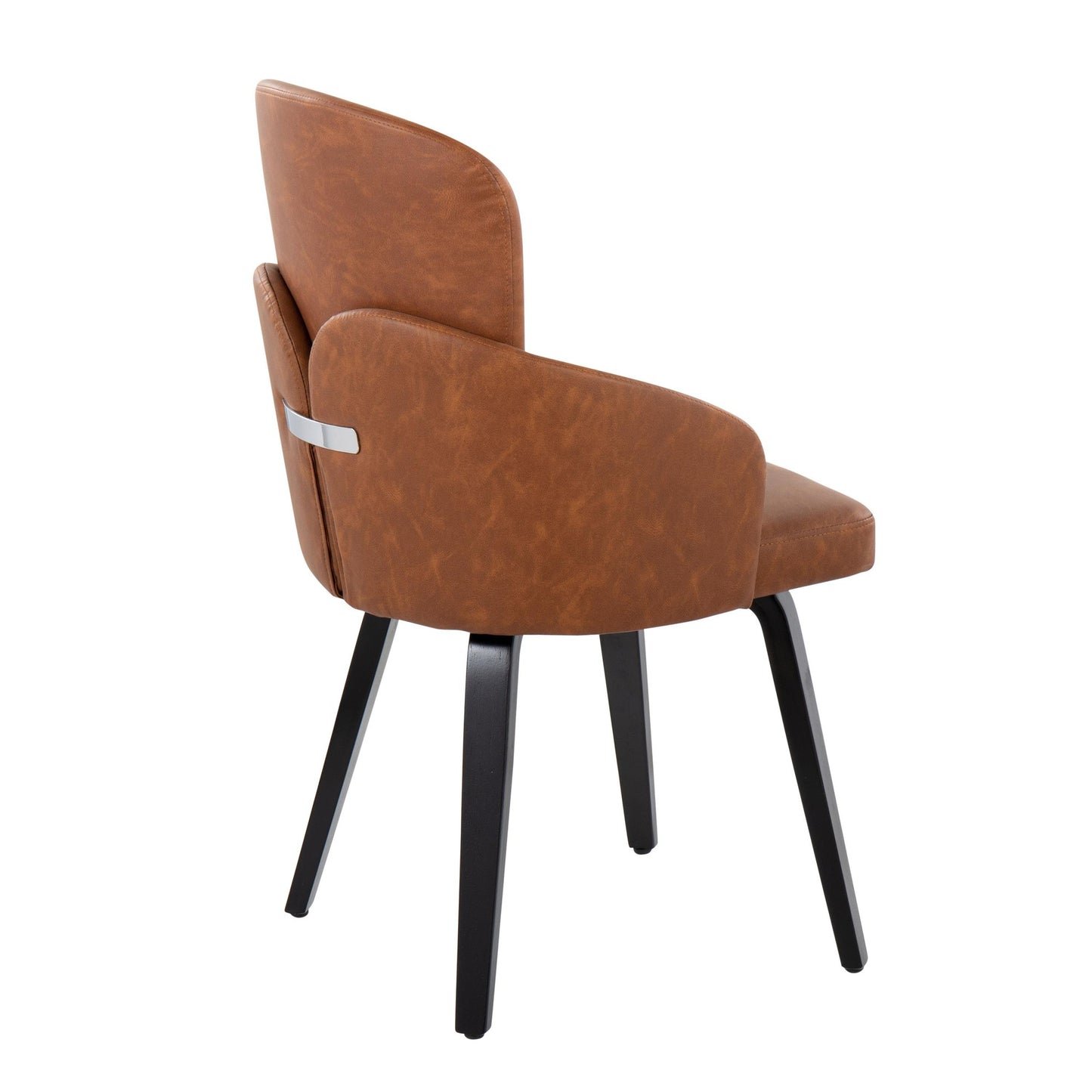 Dahlia Contemporary Dining Chair in Gold Metal and Black Faux Leather with Chrome Accent   - Set of 2
