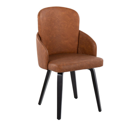 Dahlia Contemporary Dining Chair in Gold Metal and Black Faux Leather with Chrome Accent   - Set of 2