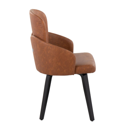 Dahlia Contemporary Dining Chair in Gold Metal and Black Faux Leather with Chrome Accent   - Set of 2
