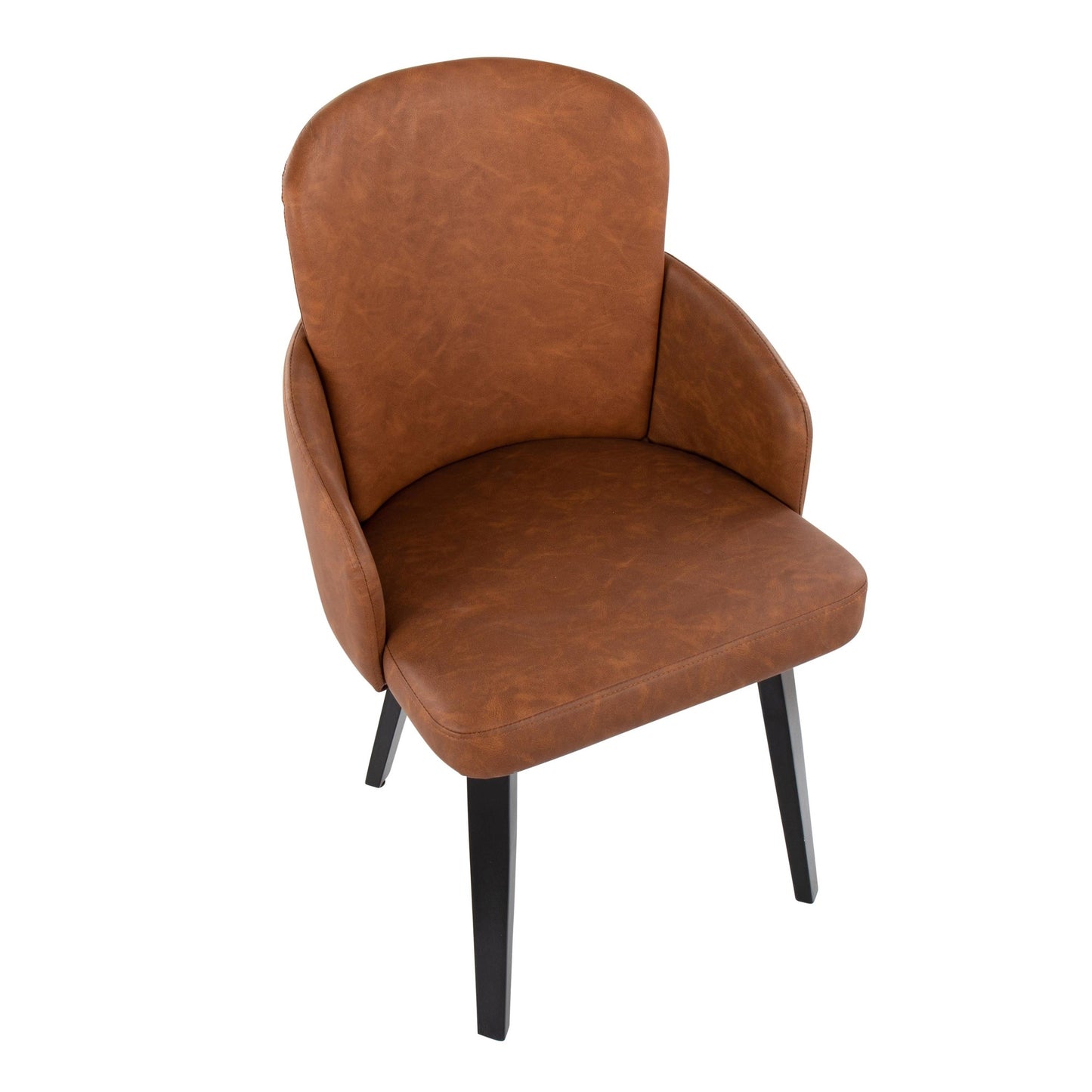 Dahlia Contemporary Dining Chair in Gold Metal and Black Faux Leather with Chrome Accent   - Set of 2