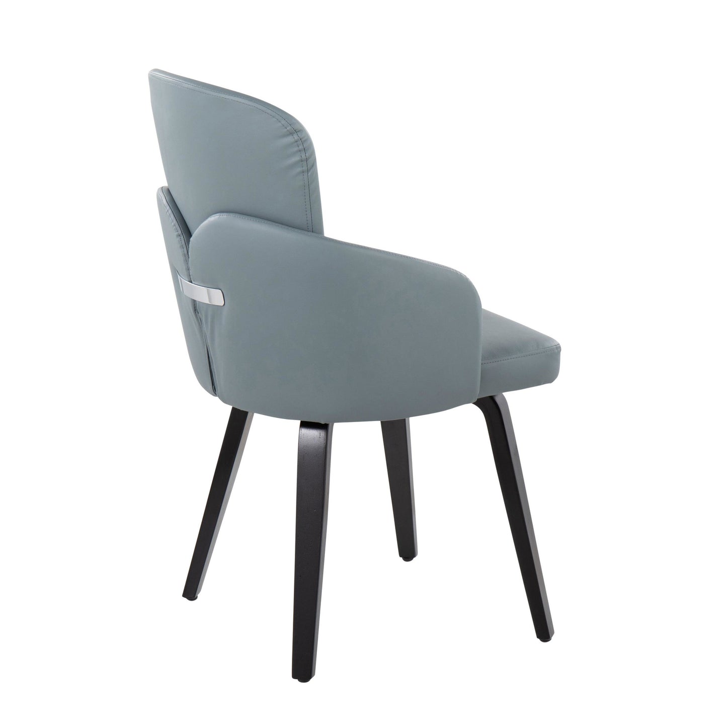 Dahlia Contemporary Dining Chair in Gold Metal and Black Faux Leather with Chrome Accent   - Set of 2
