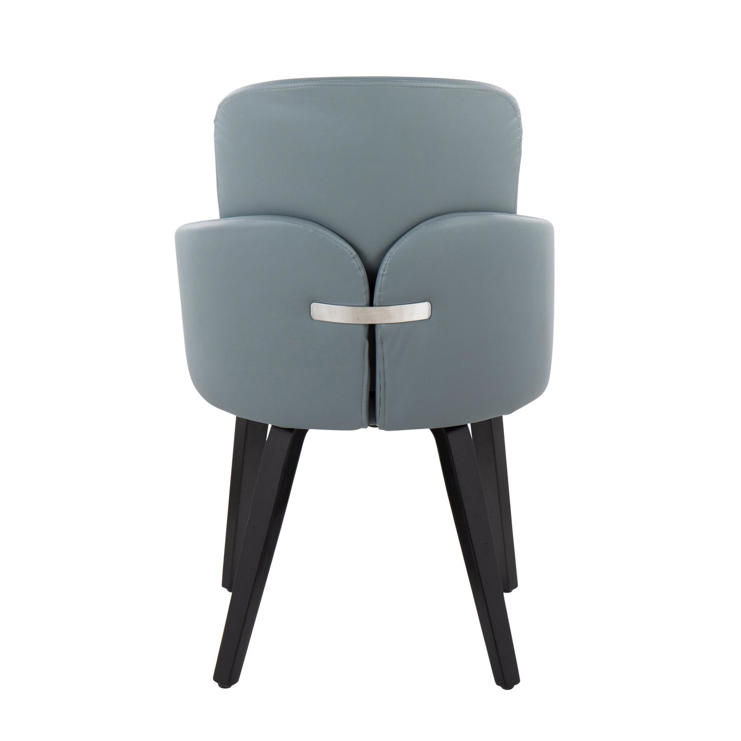 Dahlia Contemporary Dining Chair in Gold Metal and Black Faux Leather with Chrome Accent   - Set of 2