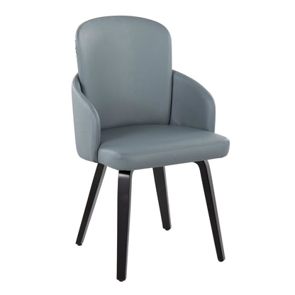 Dahlia Contemporary Dining Chair in Gold Metal and Black Faux Leather with Chrome Accent   - Set of 2