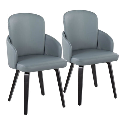 Dahlia Contemporary Dining Chair in Gold Metal and Black Faux Leather with Chrome Accent   - Set of 2