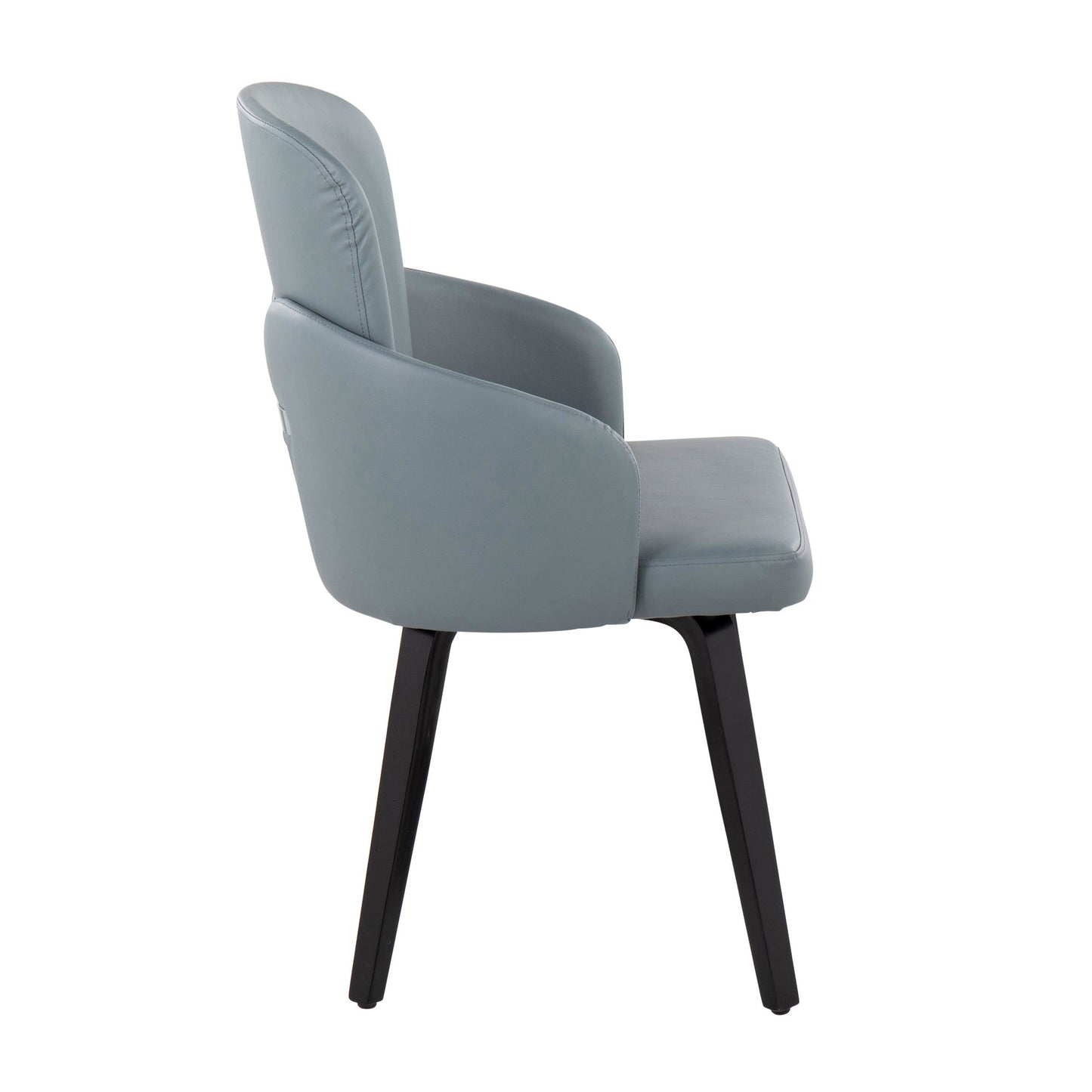 Dahlia Contemporary Dining Chair in Gold Metal and Black Faux Leather with Chrome Accent   - Set of 2