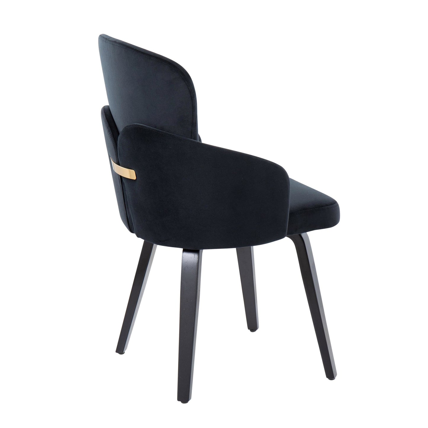 Dahlia Contemporary Dining Chair in Gold Metal and Black Faux Leather with Chrome Accent   - Set of 2
