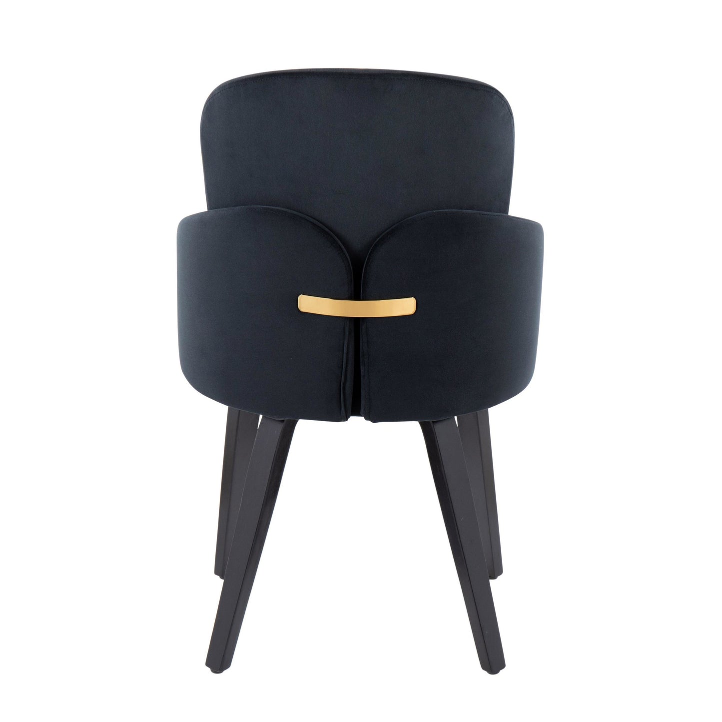 Dahlia Contemporary Dining Chair in Gold Metal and Black Faux Leather with Chrome Accent   - Set of 2