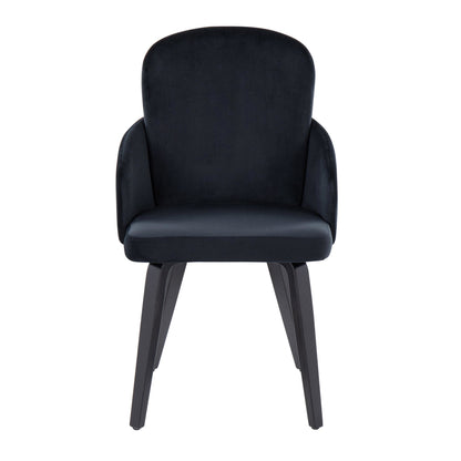 Dahlia Contemporary Dining Chair in Gold Metal and Black Faux Leather with Chrome Accent   - Set of 2