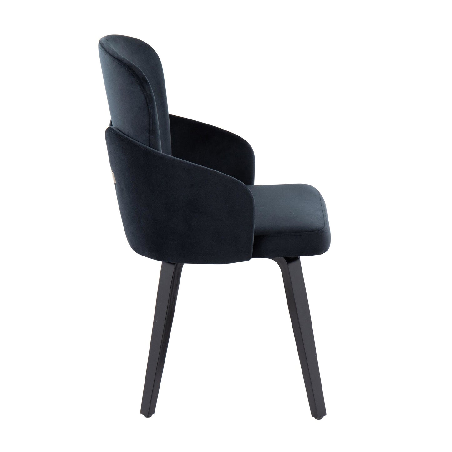Dahlia Contemporary Dining Chair in Gold Metal and Black Faux Leather with Chrome Accent   - Set of 2