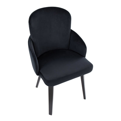 Dahlia Contemporary Dining Chair in Gold Metal and Black Faux Leather with Chrome Accent   - Set of 2