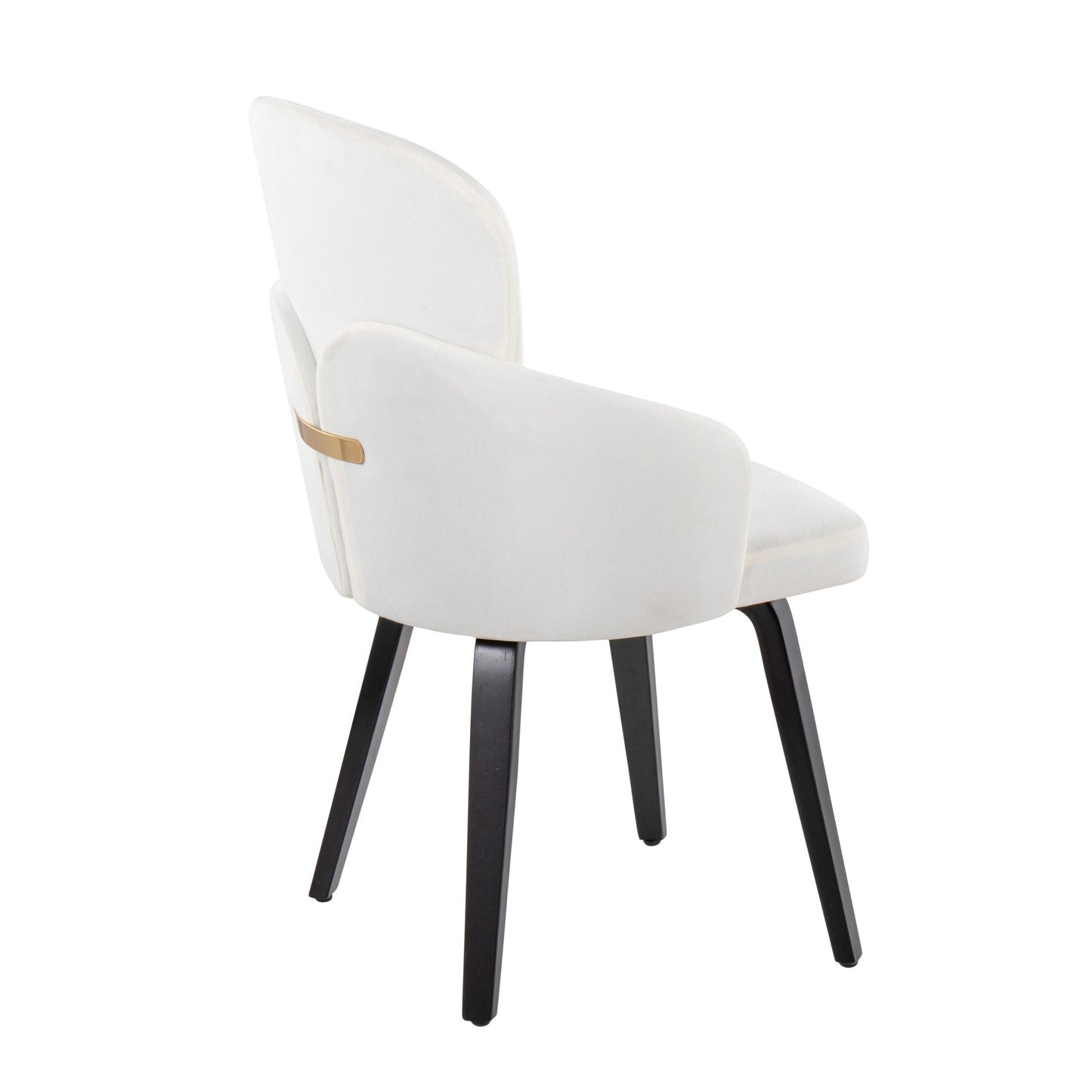 Dahlia Contemporary Dining Chair in Gold Metal and Black Faux Leather with Chrome Accent   - Set of 2