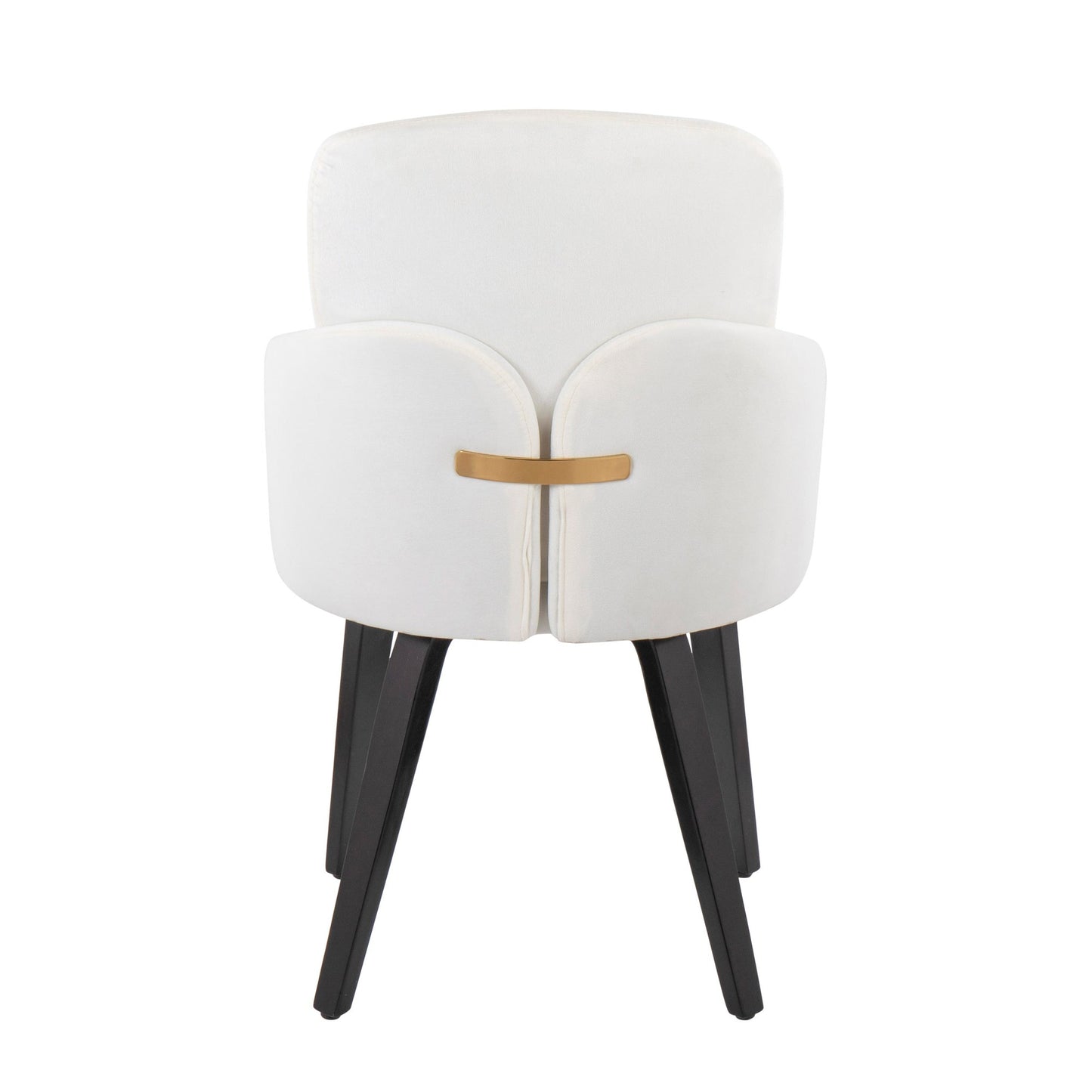 Dahlia Contemporary Dining Chair in Gold Metal and Black Faux Leather with Chrome Accent   - Set of 2
