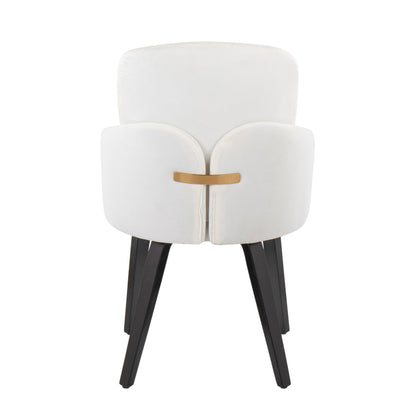 Dahlia Contemporary Dining Chair in Gold Metal and Black Faux Leather with Chrome Accent   - Set of 2