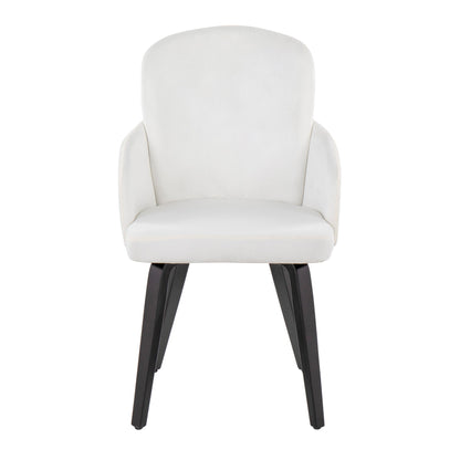 Dahlia Contemporary Dining Chair in Gold Metal and Black Faux Leather with Chrome Accent   - Set of 2