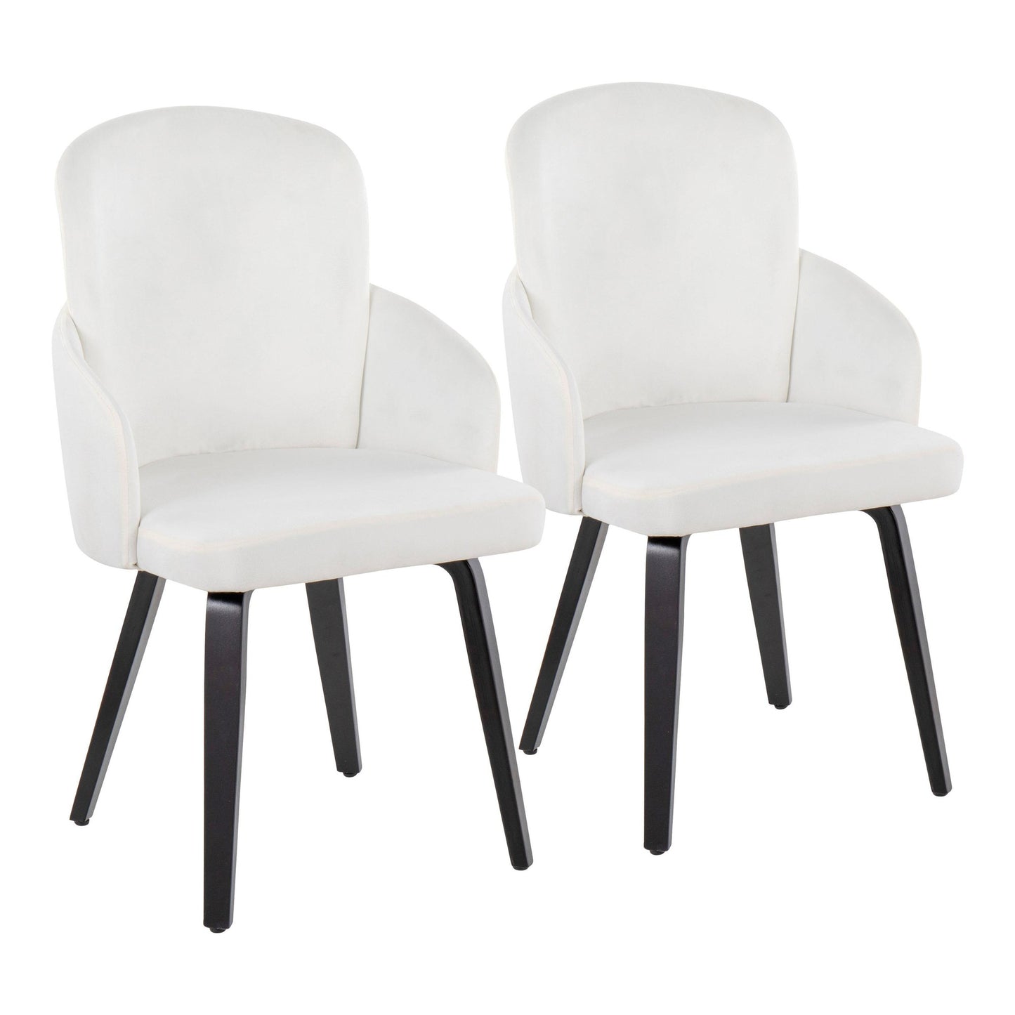 Dahlia Contemporary Dining Chair in Gold Metal and Black Faux Leather with Chrome Accent   - Set of 2