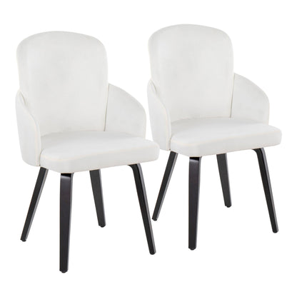Dahlia Contemporary Dining Chair in Gold Metal and Black Faux Leather with Chrome Accent   - Set of 2