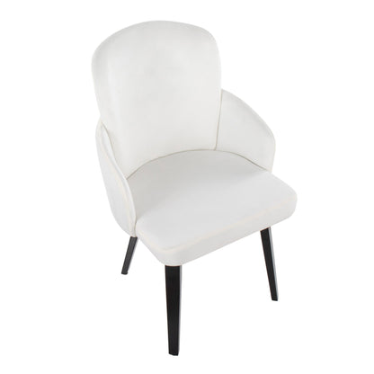 Dahlia Contemporary Dining Chair in Gold Metal and Black Faux Leather with Chrome Accent   - Set of 2