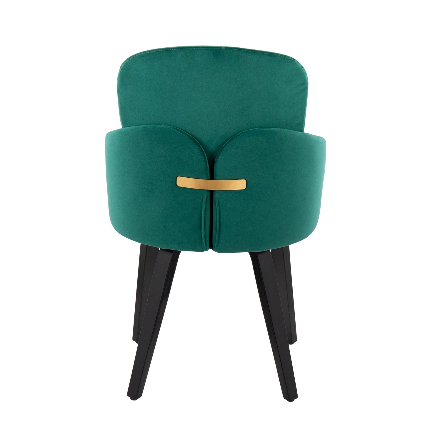 Dahlia Contemporary Dining Chair in Gold Metal and Black Faux Leather with Chrome Accent   - Set of 2