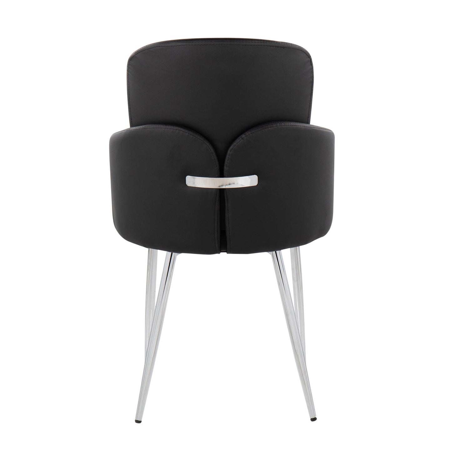 Dahlia Contemporary Dining Chair in Gold Metal and Black Faux Leather with Chrome Accent   - Set of 2