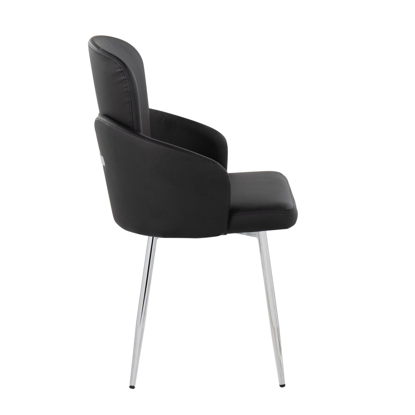 Dahlia Contemporary Dining Chair in Gold Metal and Black Faux Leather with Chrome Accent   - Set of 2