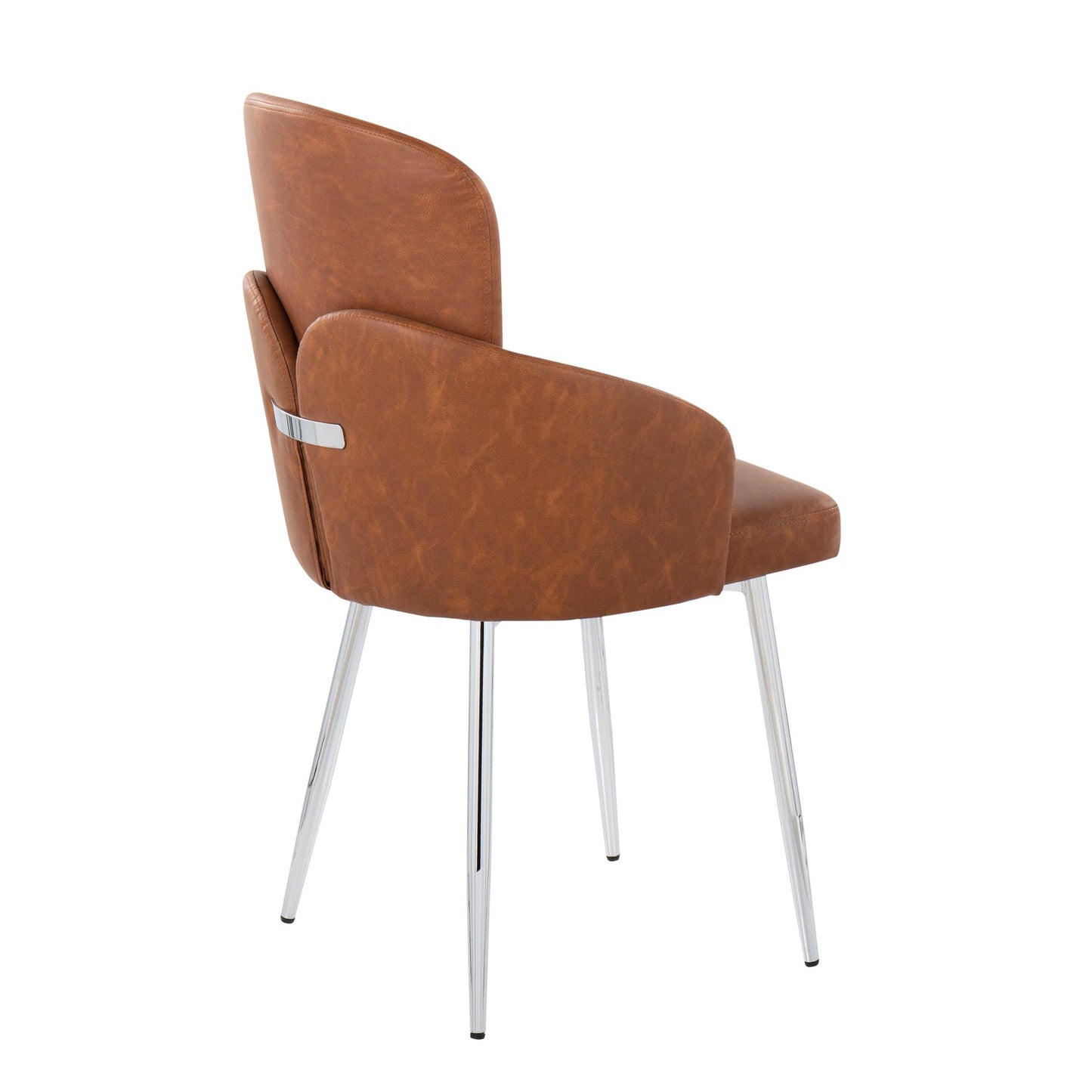 Dahlia Contemporary Dining Chair in Gold Metal and Black Faux Leather with Chrome Accent   - Set of 2