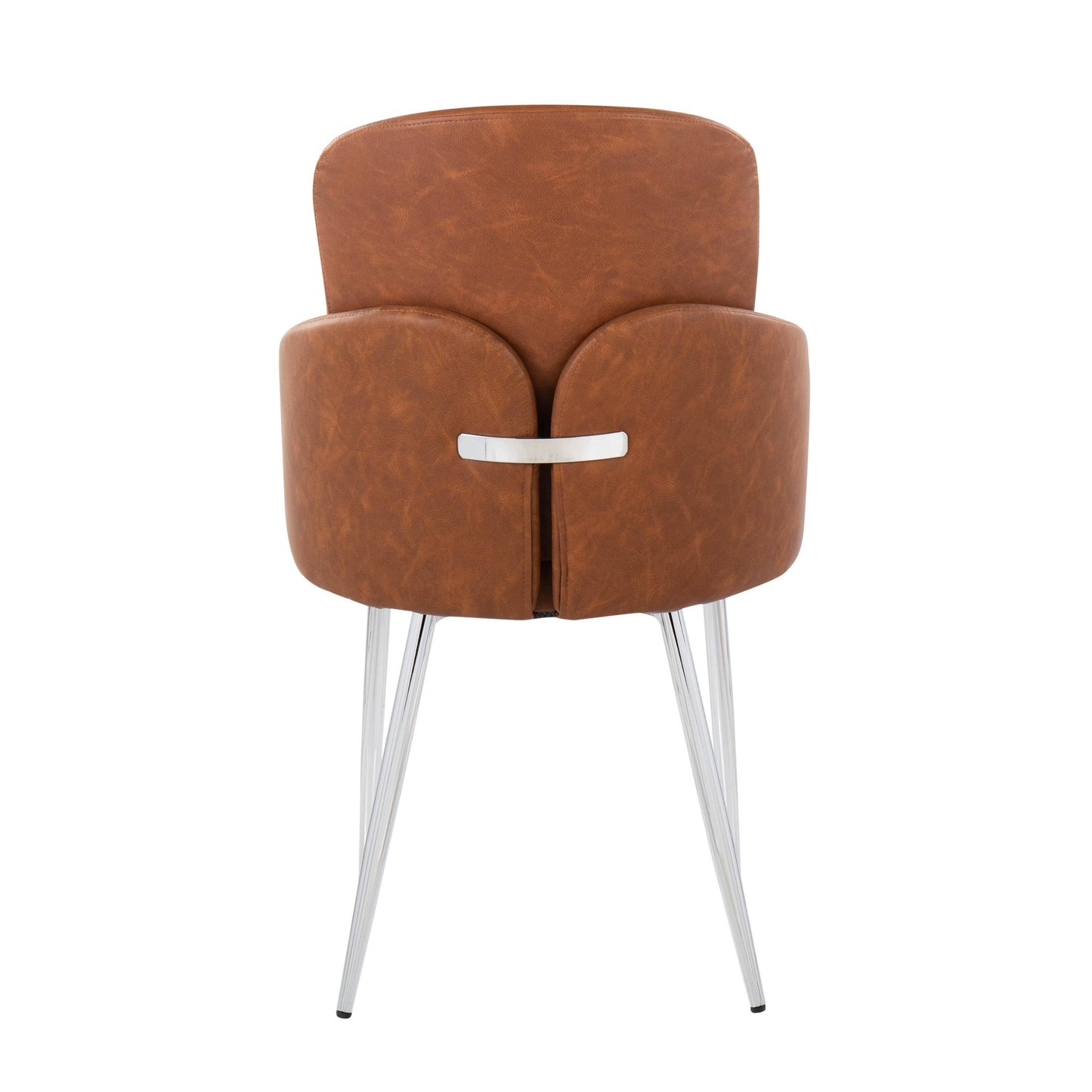 Dahlia Contemporary Dining Chair in Gold Metal and Black Faux Leather with Chrome Accent   - Set of 2