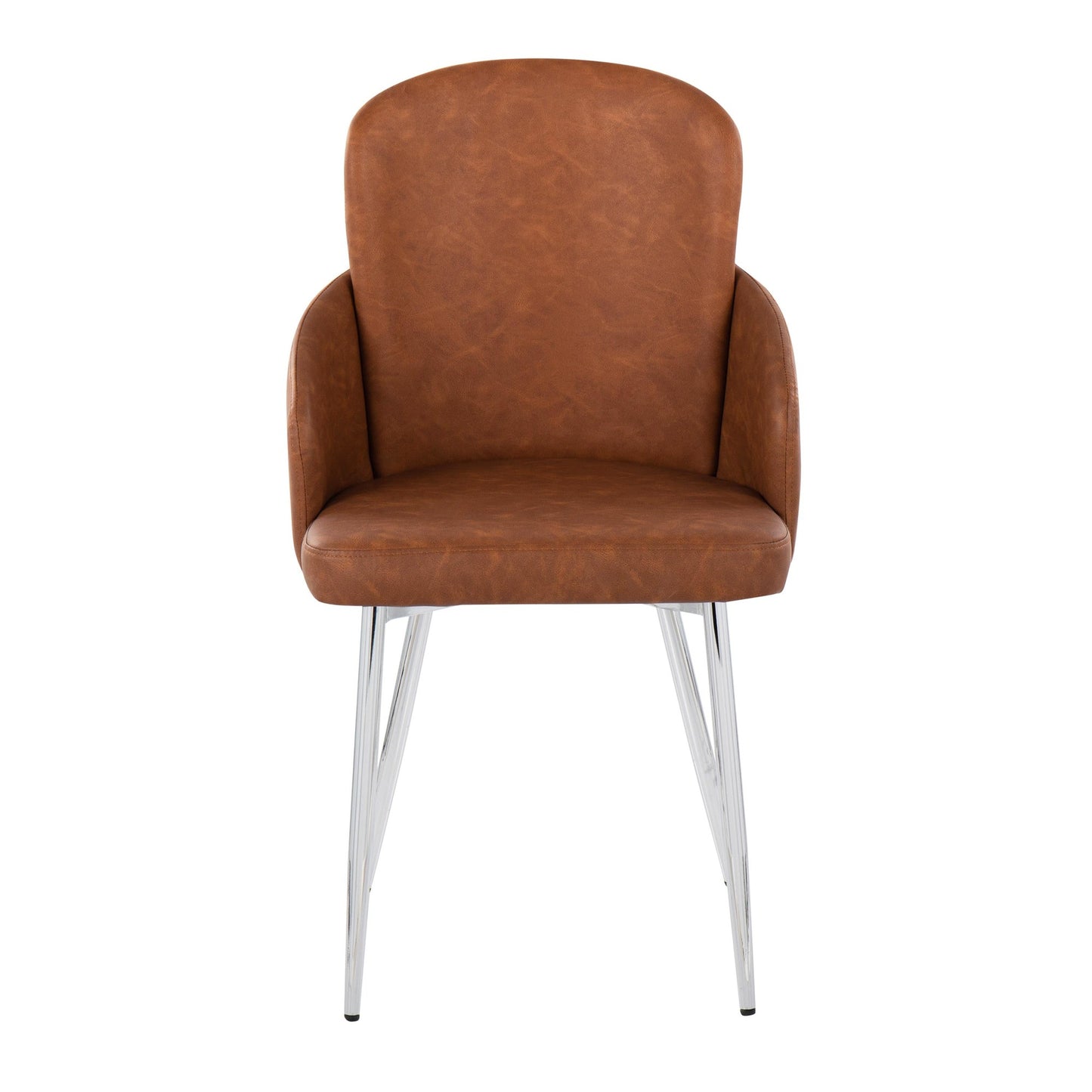 Dahlia Contemporary Dining Chair in Gold Metal and Black Faux Leather with Chrome Accent   - Set of 2