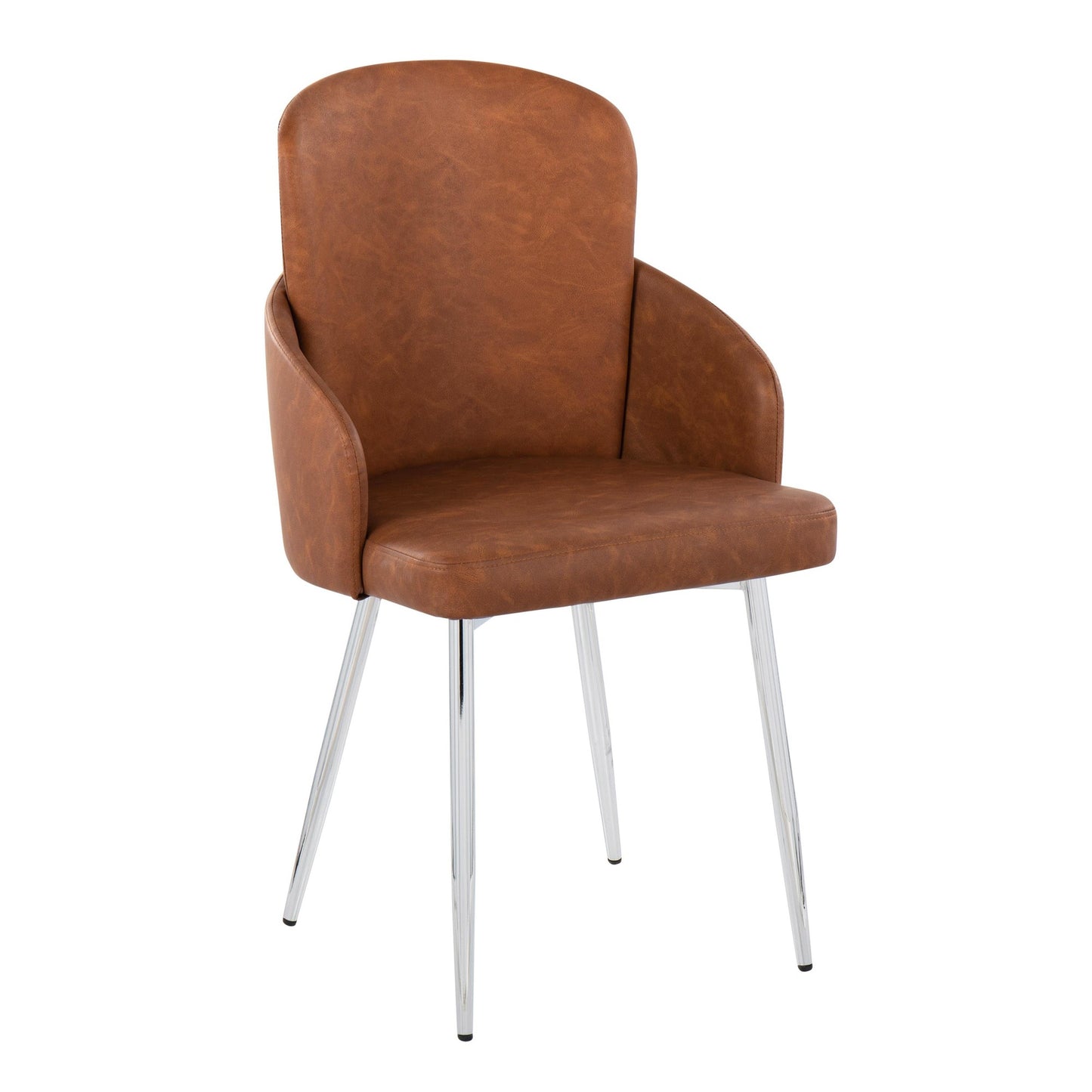 Dahlia Contemporary Dining Chair in Gold Metal and Black Faux Leather with Chrome Accent   - Set of 2