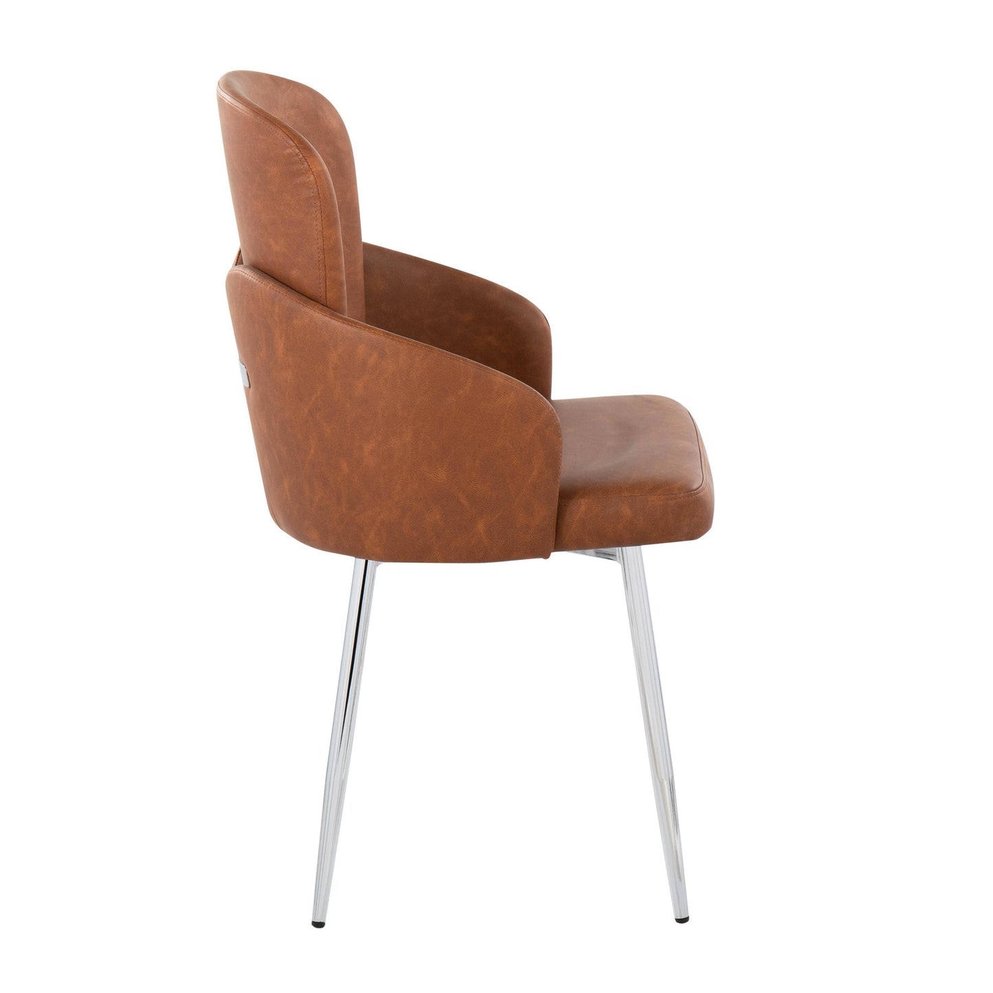 Dahlia Contemporary Dining Chair in Gold Metal and Black Faux Leather with Chrome Accent   - Set of 2
