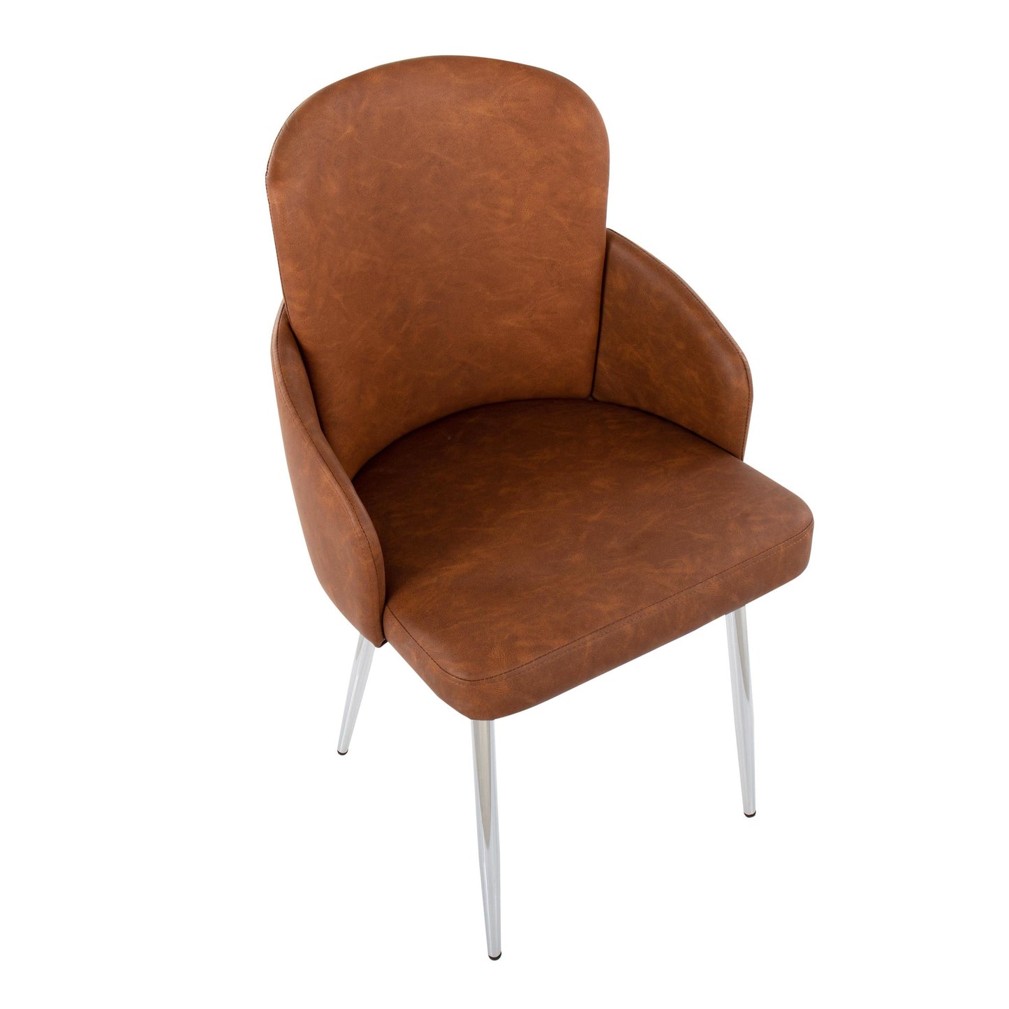 Dahlia Contemporary Dining Chair in Gold Metal and Black Faux Leather with Chrome Accent   - Set of 2