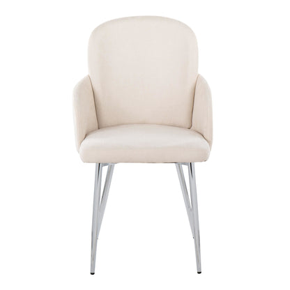Dahlia Contemporary Dining Chair in Gold Metal and Black Faux Leather with Chrome Accent   - Set of 2