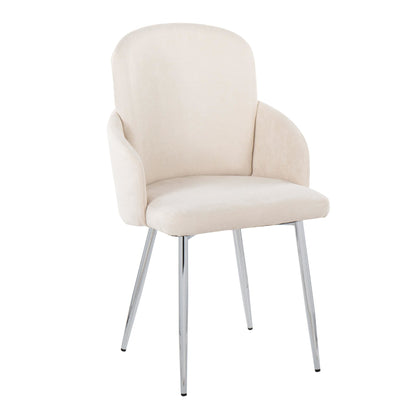 Dahlia Contemporary Dining Chair in Gold Metal and Black Faux Leather with Chrome Accent   - Set of 2